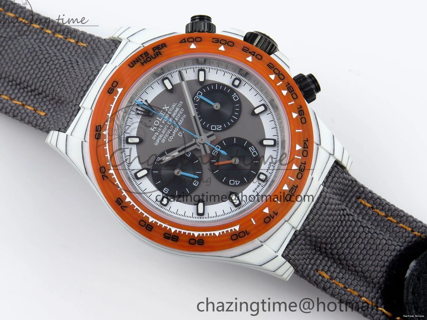 0516 Daytona DIW White Carbon Case DIWF Edition Gray White Dial Orange Bezel on Gray Nylon Strap A HighQuality 1844